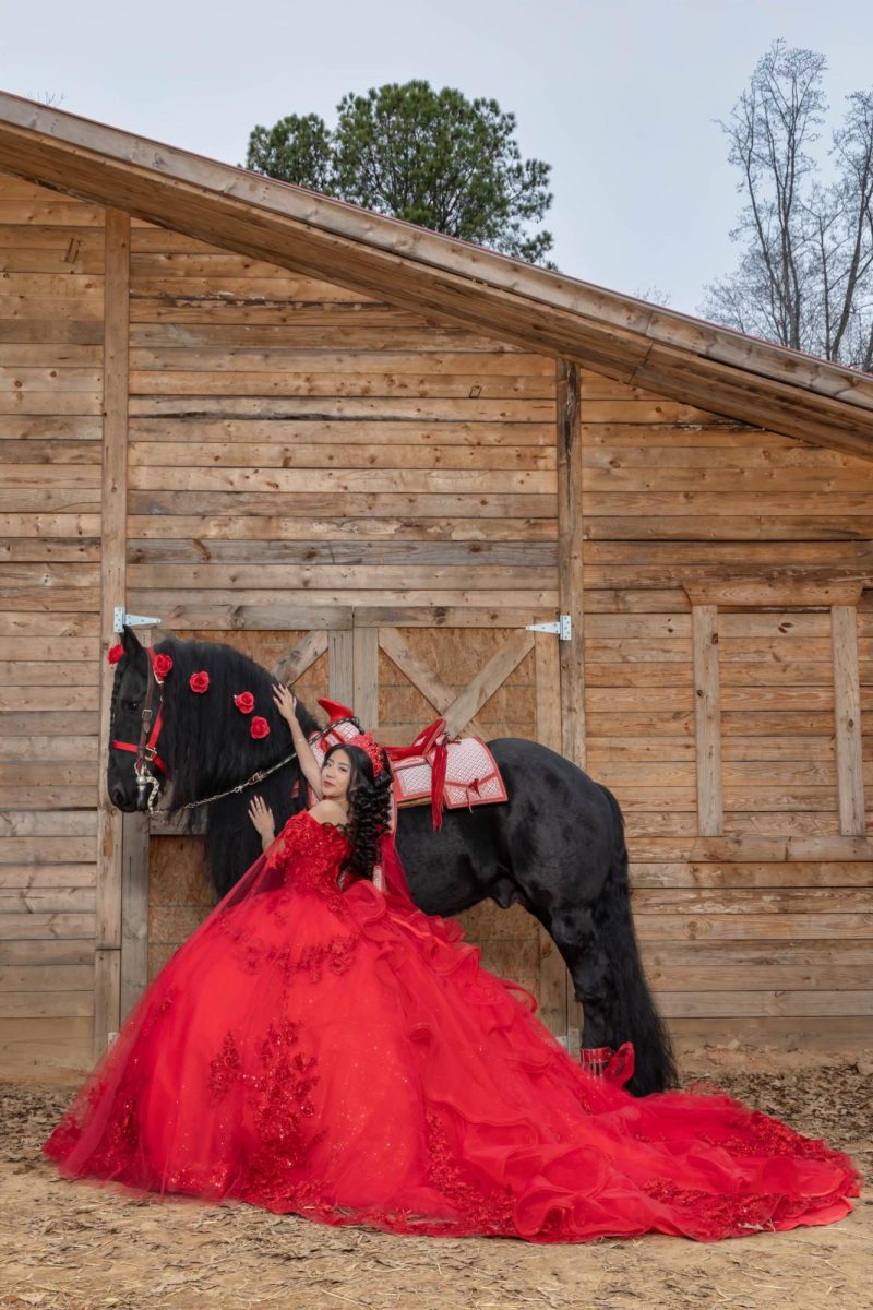 Staff writer, Melanie Ortiz Hernandez, at a photo shoot a month prior to her quinceañera. This celebration symbolizes the transition from childhood to adulthood. 
courtesy of Carlos Aguirre