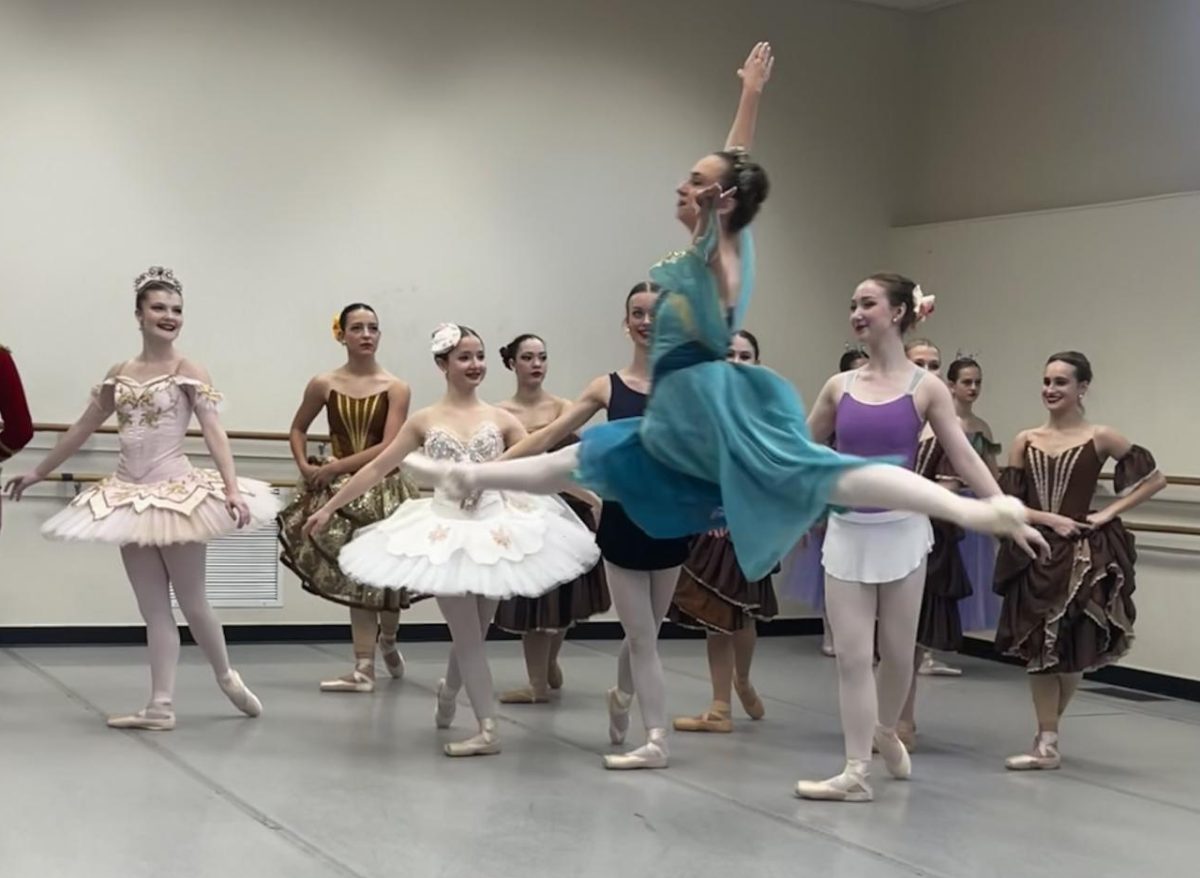 GMDT dancer Anslee Kennedy, a senior at Walker High School, does a saut de chat during the prologue of Act II. In the prologue, all Land of Sweets characters come out, introducing themselves to Sugar Plum Fairy and the Nutcracker. 